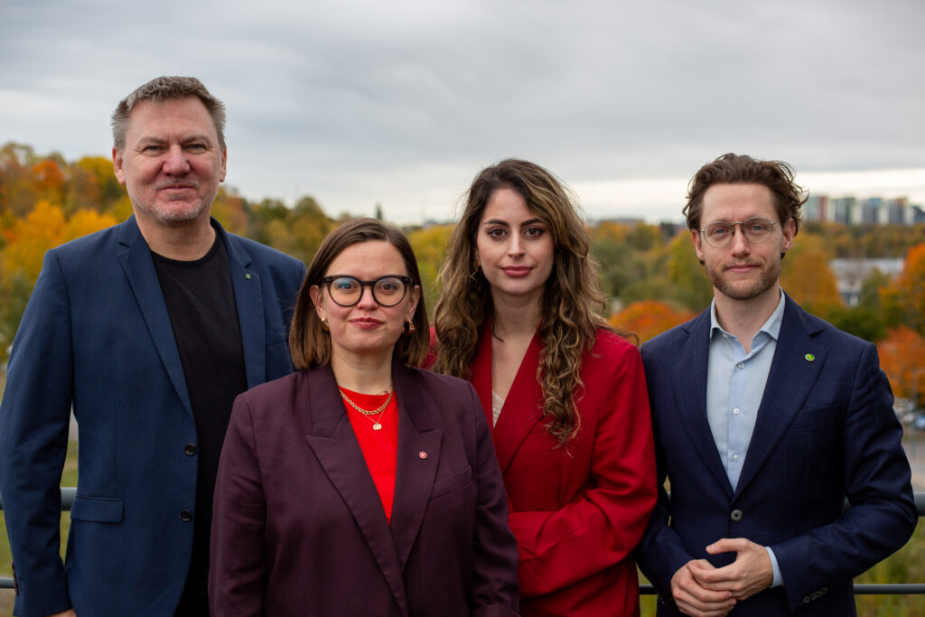 Bild på politiska styret i Sundbyberg, med gruppledarna från de styrande partierna S, V, C och MP.